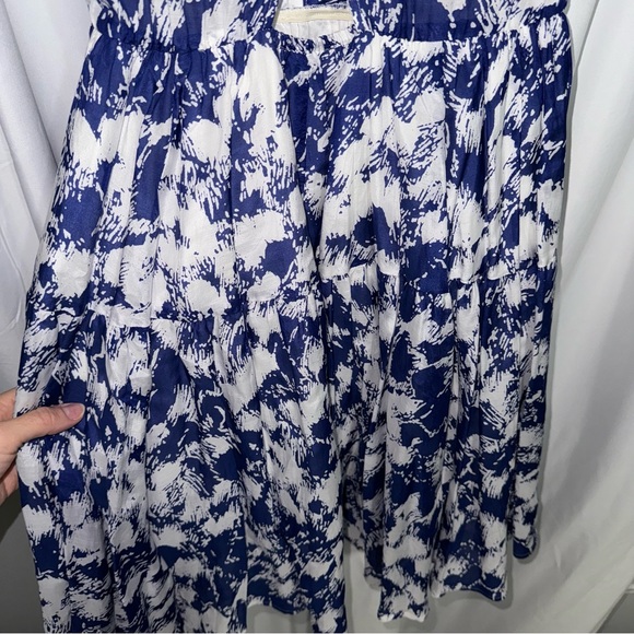 Rebecca Minkoff Blue and White Abstract Print Cotton and Silk Dress 4 - Picture 7 of 10